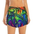 thumbnail image 2 of Vsdgher Pride Rainbow Print Women's Running Double Layer Shorts High Waisted with Pockets Elastic Yoga Workout Athletic Gym Sports, 2 of 8