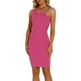 thumbnail image 1 of Vestido sin mangas Bodycon Inspire Chic para mujeres, vestido de tanque de verano acanalado, elegante en color rosa intenso, 1 of 6