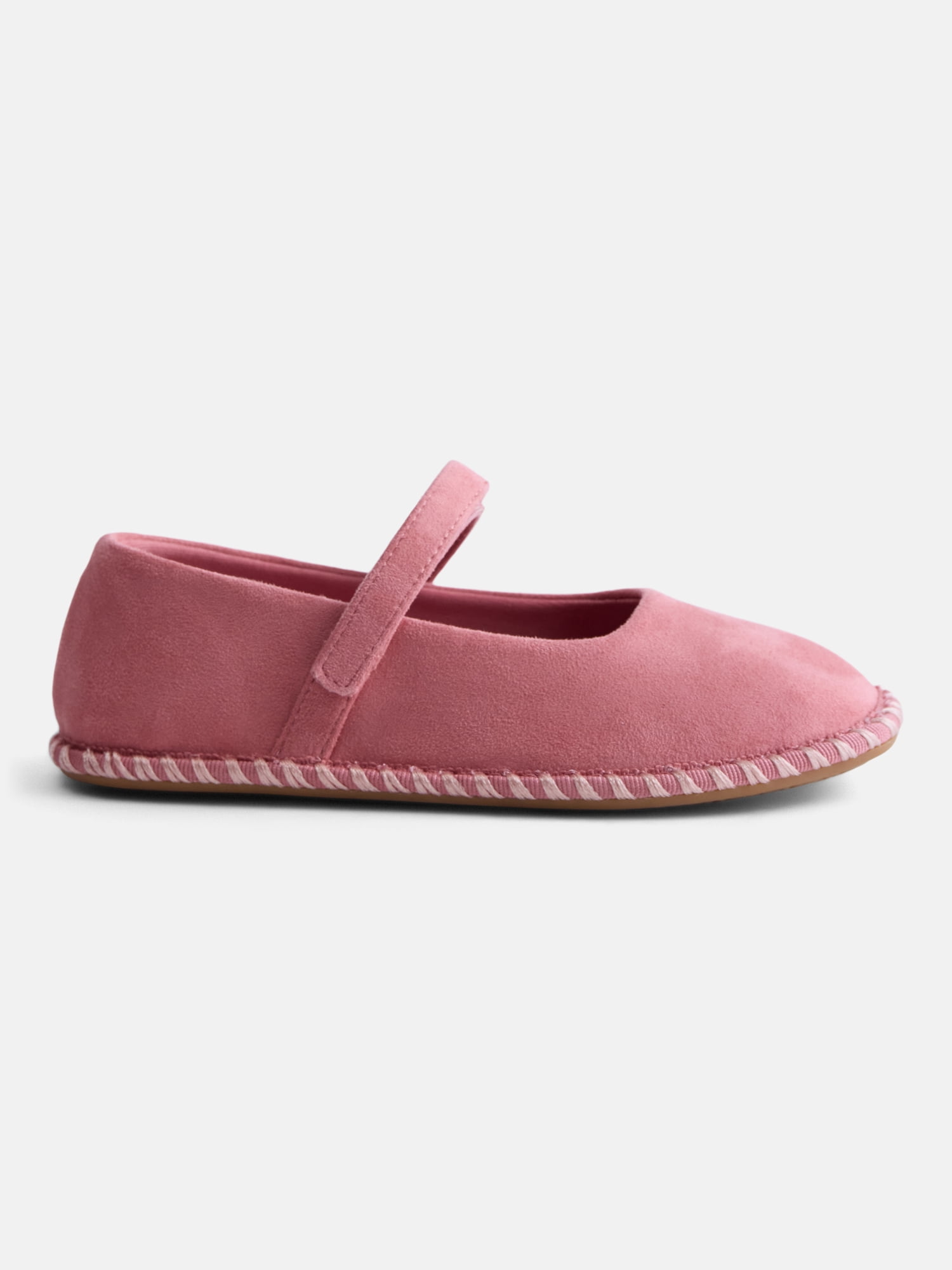 Wonder Nation Toddler, Little and Big Girls Faux Suede Whipstitch Ballet Shoes
