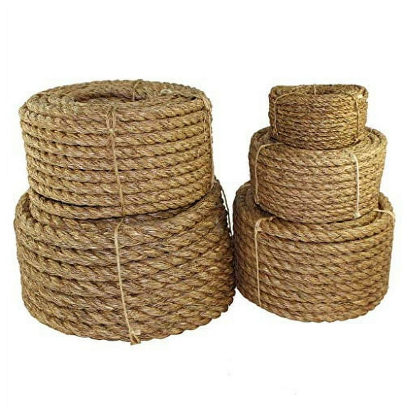 SGT KNOTS Twisted Manila Rope - Natural 3 Strand Fiber for Indoor and Outdoor Use (2" x 25ft)