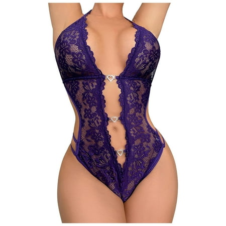 Tanghaowl Sexy Floral Lace Lingerie Teddy Bodysuit plus Size Pin up Lingerie for Women