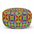thumbnail image 1 of Modern Pouf Cover with Zipper, Colorful Design of Quirky Shapes and Geometric Formation Circles and Triangles, Soft Decorative Fabric Unstuffed Case, 30" W X 17.3" L, Multicolor, by Ambesonne, 1 of 5