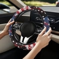 thumbnail image 2 of Uorisanigo American Flag Fuzzy Steering Wheel Cover for Women Classic 15 Inch Steering Wheel Cover for Winter Easy to Install Car Steering Wheel Protector Replacement Car Accessories 2025, 2 of 8