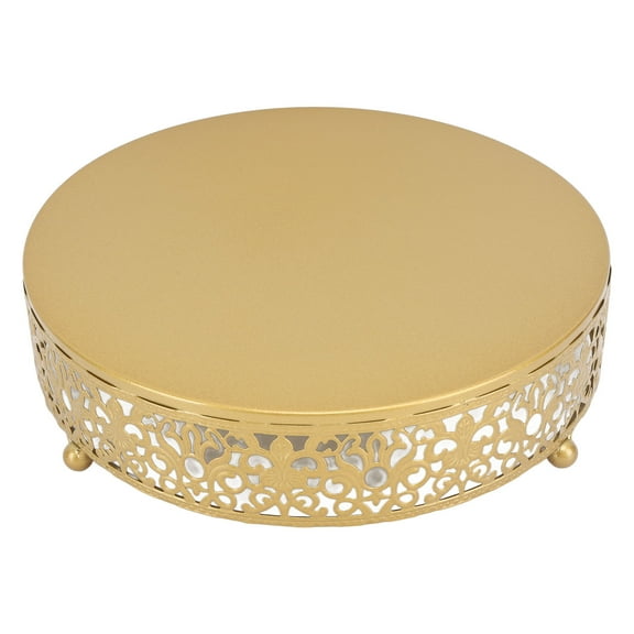 Round Metal Cake Stand - Gold Vintage Dessert Display for Parties & Weddings