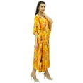 thumbnail image 3 of Bimba Women Mid Calf Cotton Kaftan Maxi Coverup Blue Kimono Sleeve Caftan, 3 of 9