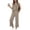 Coffee, variant on Two Piece Sets for Women Summer Travel Vacation Outfits Pleated Cap Sleeve Sweatsuit Side Slit Wide Leg Pants