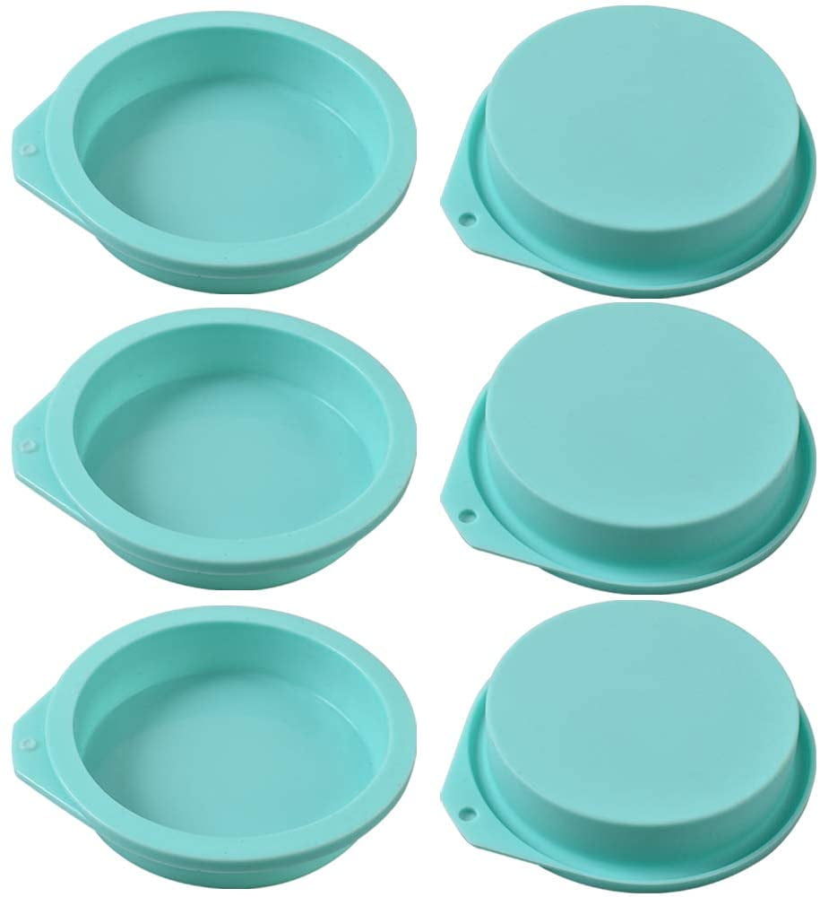 zswell Round Silicone Cake Pan Baking Mold 6 Inches - Set of 2 - BPA-Free - Kitchen Baking Tool Red and Blue with Egg White Separator
