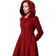 thumbnail image 2 of Abrigo de lana de un solo pecho de invierno para mujer, abrigo con capucha rojo, ropa de invierno cálida, abrigo de lana con capucha, 2 of 5