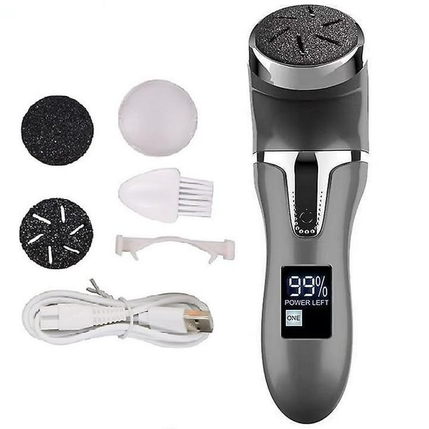 Lima eléctrica para pies, juegos de pedicura para eliminar durezas, recargable por USB, resistente al agua, con 2 cabezales de pulido de repuesto, kit de pedicura profesional (negro)