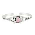 thumbnail image 3 of 925 Silver Plated Natural Rose Quartz Cuff Bangle Bracelet for Women – Handmade Open Bangle – Pink Gemstone January Birthstone Statement Jewelry – Gift for Her, 3 of 5