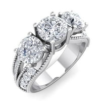 SuperJeweler 3 Carat Lab Grown Diamond Three Stone Engagement Ring In 14K White Gold For Women