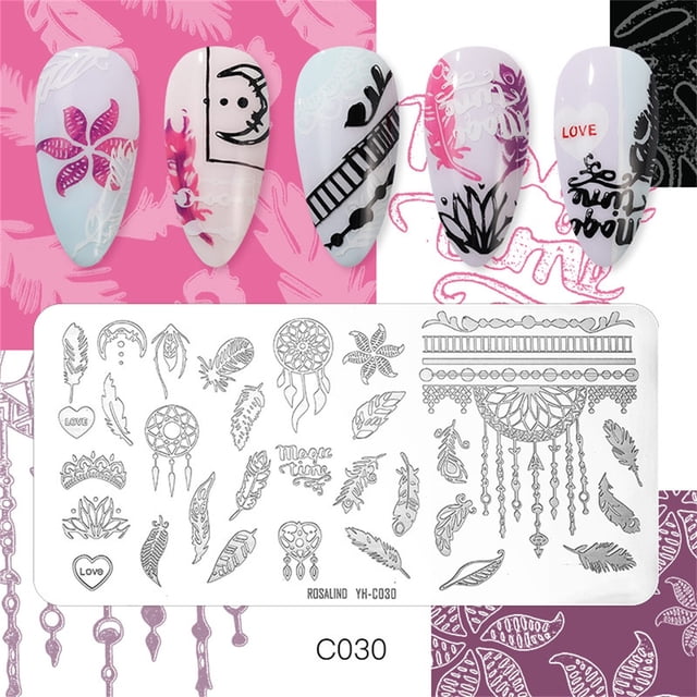 Xihbxyly Oferta de iluminación Placas para estampación de uñas, patrones de personajes extravagantes, placas para decoración de uñas, imágenes de líneas de plantillas