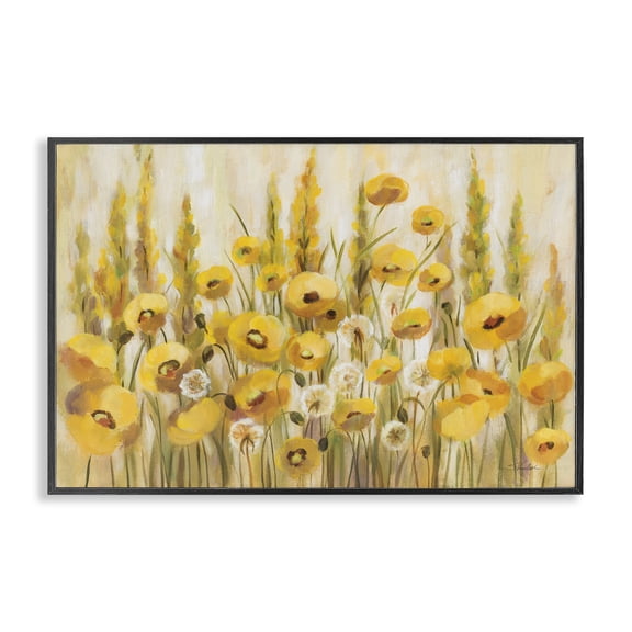 Stupell Industries Traditional Yellow Field of Poppies Black Framed Giclee Art, 18 x 12, by Silvia Vassileva