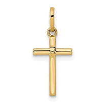 Real 14kt Yellow Gold Polished Cross Pendant; for Adults and Teens; for Women and Men