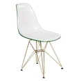 thumbnail image 3 of LeisureMod Cresco Modern Acrylic Dining Chairs - Eiffel Gold Chrome Base, Stylish Accent Chairs for Contemporary Dining Rooms & Kitchens in White Green, 3 of 8