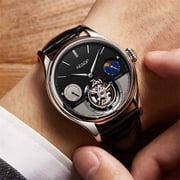 AESOP Real Tourbillon Skeleton Hand-Wind Mechanical Wrist Watch Men Sapphire Crystal Manual Dress Clock Man Luminous Leather Moon Phase Multifunction