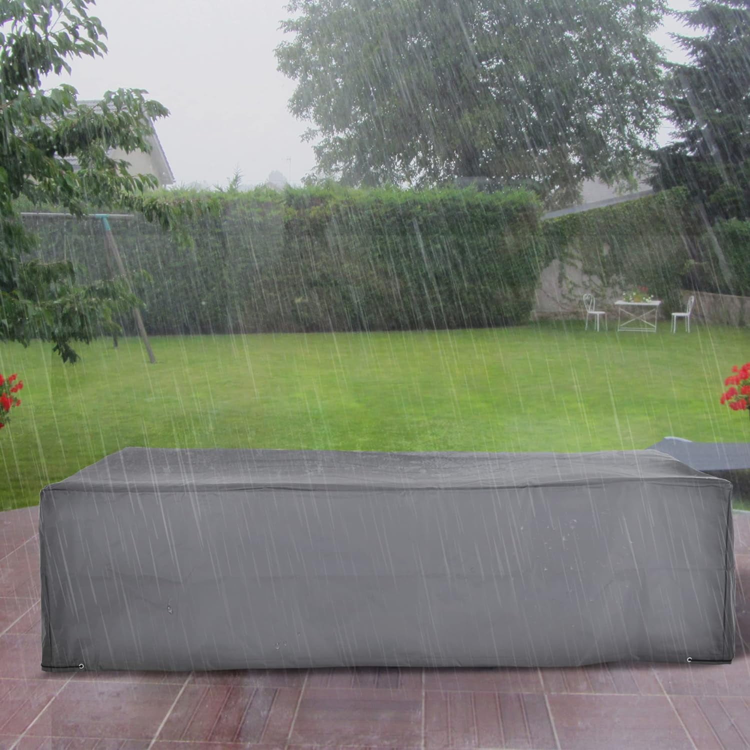 GMNIU 97" x 65" x 26" Heavy Duty Outdoor Sectional Sofa Cover, Waterproof Patio Furniture Cover for Weather Protection, Gray