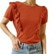 thumbnail image 1 of Minnieouse Camiseta de mujer con volantes de Color sólido Casual suelta Linda blusa para niñas fiesta escolar verano Top elegante ropa de moda Prendas para la parte del cuerpo Café SG Minnieouse AP010896-28, 1 of 5