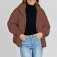 thumbnail image 5 of Women's Winter Long Sleeve Zipper Padded Pocket Loose Short Coat, 5 of 9