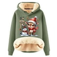 thumbnail image 2 of Christmas Sweatshirts for Women 2025 Christmas Cute Deer Print Women'S Fall Winter Velvet Thickened Warm Cardigan Hooded Hoody Hoodies for Women Light Green XXXXXL, 2 of 5