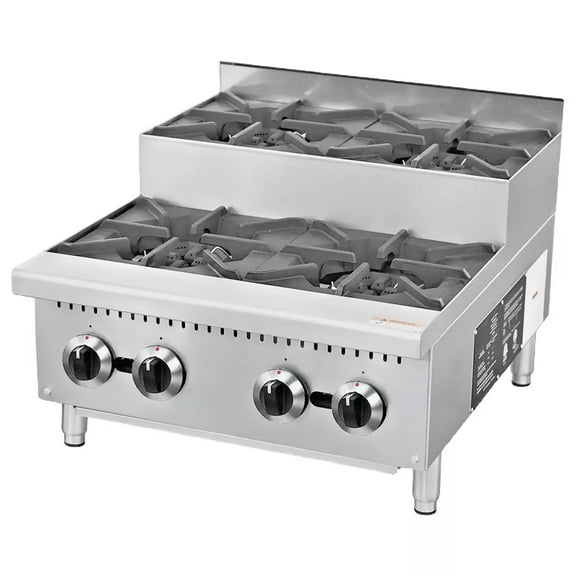 24 in. Four Burner Countertop Step-Up Hotplate Natural Gas, NSF Commercial Hotplate