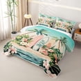 thumbnail image 3 of meiyoeat Hawaii Sea Beach Quilt Full For Kids,Pink Kawaii Floral Blossom Full Bedspread Sets For Girls,3-Piece, 3 of 7