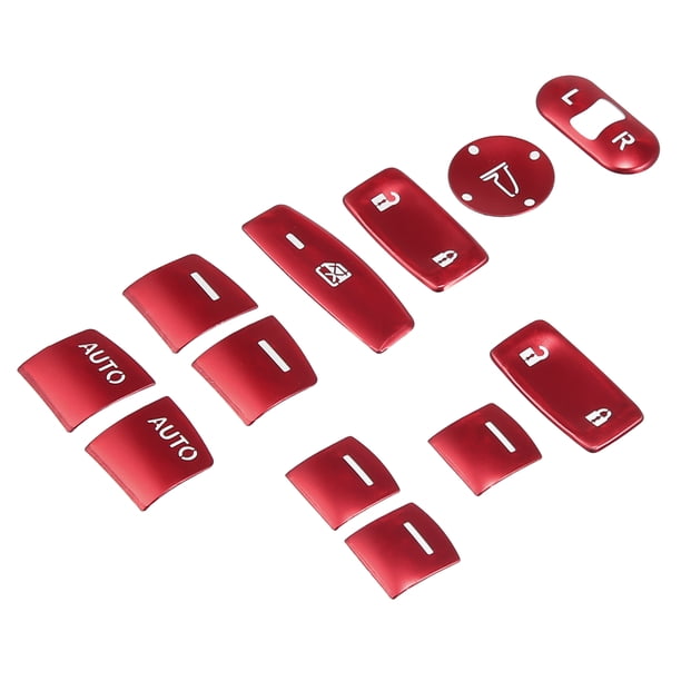 Panel de pegatinas de botón de Control de ventanilla eléctrica Unique Bargains 12 Uds ABS rojo
