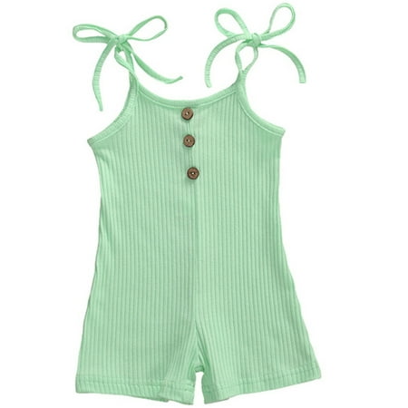 

Shakub Newborn Baby Girls Kids Ribbed Cami Tank Romper One Piece Strappy Playsuit Summer Casual Jumpsuit