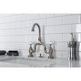 thumbnail image 2 of Kingston Brass KS7998PX English Country Bridge Bathroom Faucet with Brass Pop-up, Brushed Nickel, 2 of 7