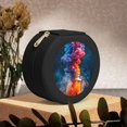 thumbnail image 6 of Fuzoiu Modern Art Red And Blue Colors Print Portable Jewelry Box,Round Mini Leather Travel Jewelry Case,Small Travel Jewelry Organizer,Jewelry Holder for Ring Necklace Earring for Women Girls-Black, 6 of 7