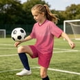 thumbnail image 4 of Nilvkv Boys Sweatsuit, Boys Summer Outfits, Fast Dry Breathable Short Sleeve Jersey and Pocketed Shorts Set Training Pink 13-14 Years, 4 of 8