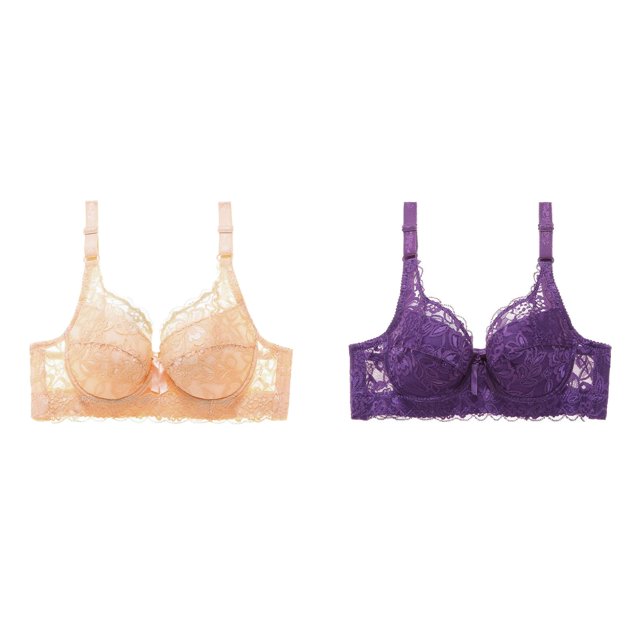 (2-Pack) Rinsvye Womens Lace Bra With Padded Cups Enhancement Push Up Bra For Natural Lift And Comfort Everyday Wear