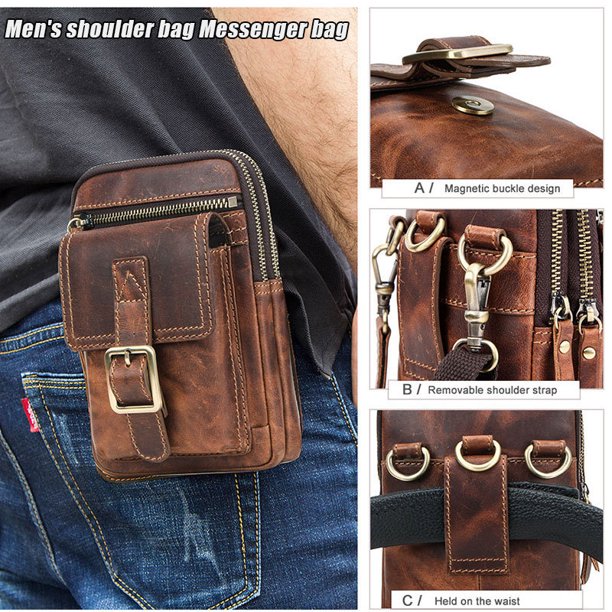 Leather Messenger Bag for Men Purse Crossbody Bags