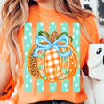 thumbnail image 3 of Coquette Pumpkin Bow Fall T-Shirt, Cute Pumpkin Graphic Tee, Comfort Colors Autumn Shirt, Retro Thanksgiving Halloween Apparel Gift for Her - Yam, 3XL, 3 of 5