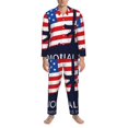 thumbnail image 3 of Fuzoiu Memorial Day Print Men's Long-Sleeved Pajama,Lounge Button Down Nightwear,Mens Notch Collar Pajama Set -Medium, 3 of 7