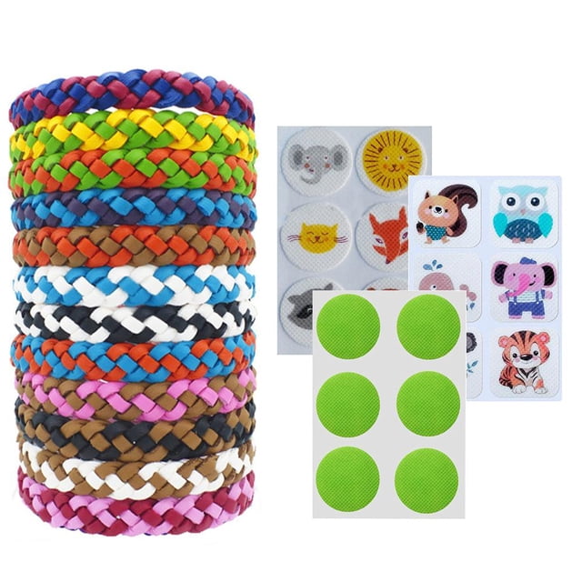 Trenzadas Repelentes De Mosquitos Con 18 Parches Adhesivos Para Niños Adultos Para Viajes De Camping Al Aire Libre En Interiores 12 Pulseras Methold BA001132-02
