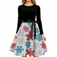 thumbnail image 5 of Christmas Dresses for Women Women's Fashion Temperament Autun And Winter Button Lapel Pocket Long Sleeve Retro Print Dress with Snowflake Christmas Print for Holiday Party,White,XL, 5 of 5