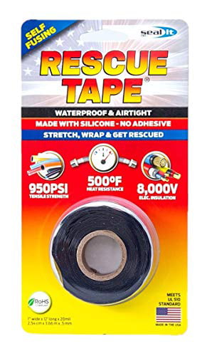 Used by US Military 2 Set Rescue Tape Emergency Pipe & Plumbing Repair| Seal Radiator Hose Leaks Wrap Electrical Wires 1” X 12’ Self-Fusing Silicone Tape Silicone Rubber Blue 