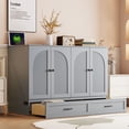 thumbnail image 2 of Full Size Solid and Stable Murphy Bed with Large Drawers (Gray), 2 of 15