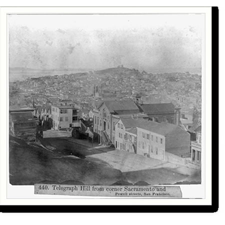 Historic Print, Telegraph Hill from corner Sacramento and Powell Streets, San Francisco, 16" x 20"
