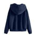 thumbnail image 4 of Mens Shaggy Hoodies Full Zip Sherpa Fleece Jacket with Pockets Long Sleeve Solid Color Loose Hooded Sweater Coat (4XL, Navy), 4 of 5