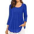thumbnail image 2 of YUGYXL Plus Size Tshirts for Women 3/4 Sleeve Tshirts Gradient Color Baggy Shirts Casual V Neck Comfy Blouses Tops Dressy Lightweight Tees Blue L, 2 of 7