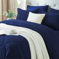 thumbnail image 6 of Flymme Dark Blue Comforter Set with Sheet,7 Pieces Bed in a Bag Queen Size Bed Set Soft Microfiber Complete Bedding Sets for All Season, 6 of 10