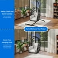 thumbnail image 6 of Dextrus Patio Wicker Hanging Egg Chair with Stand and Cushion, Swing Egg Chair, Oversized Cocoon-Shaped Hammock Chair - Black, 6 of 9