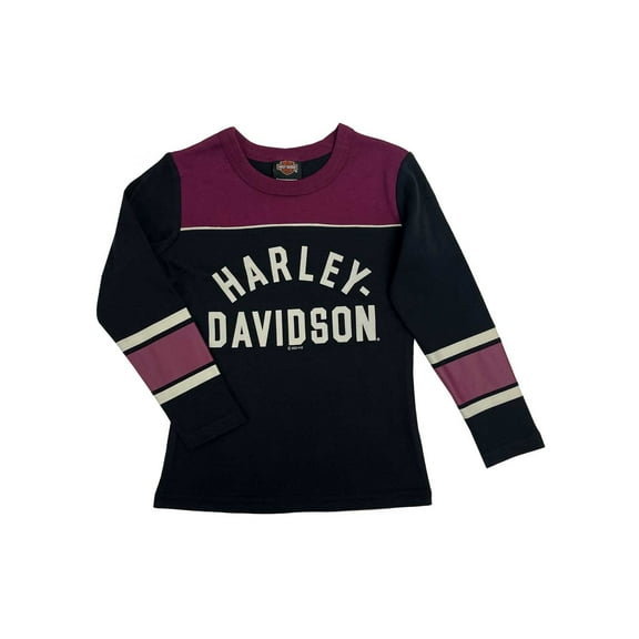 Harley-Davidson Little Girls' Athletic Colorblock Long Sleeve Jersey Tee (6/6X), Harley Davidson