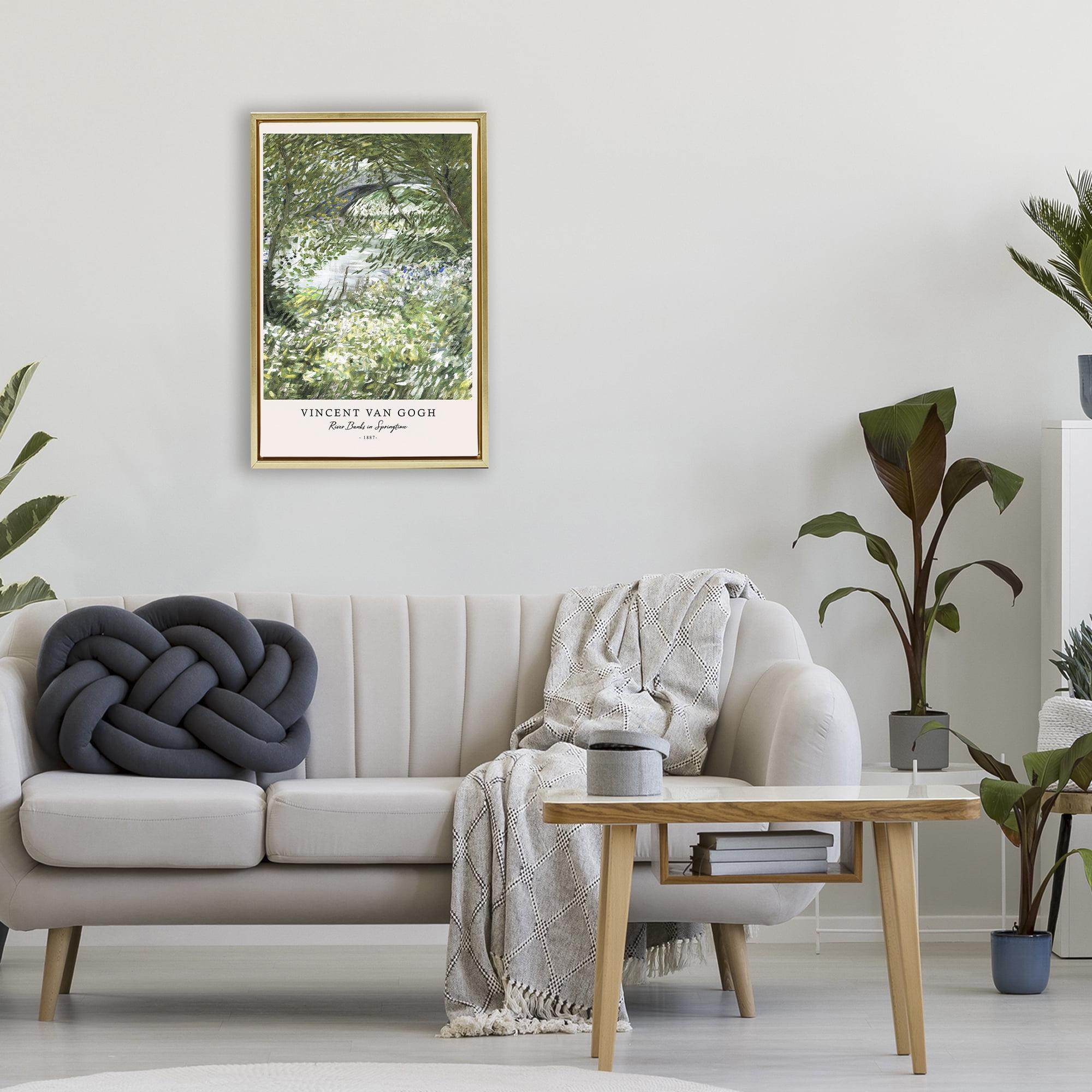 Stupell Industries Classic River Banks At Springtime Gold Framed Floater Canvas Wall Art, design by Vintage Hustle
