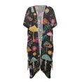 thumbnail image 2 of SCRAWLGOD Mushroom Floral Print Women's Swimsuit Coverup Loose Open Front Swimsuit Cover Up Soft Breathable Bathing Suit Cover Up for Summer Beach, 2 of 6