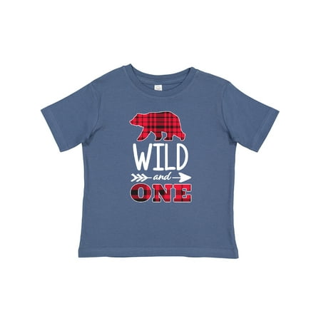 

Inktastic Plaid Bear Wild and 1 with Arrow Gift Baby Boy or Baby Girl T-Shirt