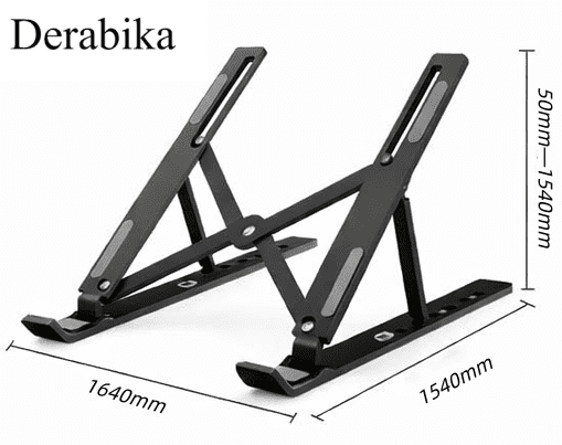 Derabika Stands Adapted for Tablet Computers, Adjustable Foldable Aluminum Laptop Stand, Portable Ergonomic Desktop Holder for Tablets & Laptops, Heat Dissipation Design