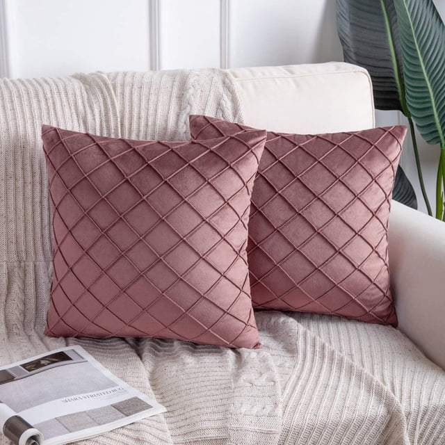 Funda de almohada de rejilla cuadrada bordada de terciopelo de color sólido, funda de cojín de sofá de terciopelo de modelo liviano para habitación
